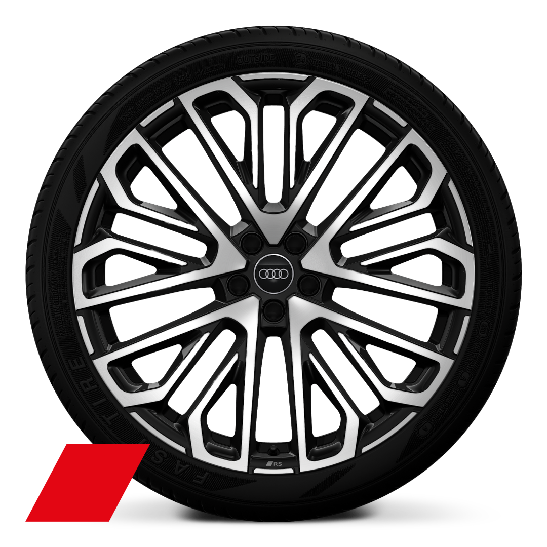 Audi Sport wheels, 22&quot; x 10.0J &apos;multi-spoke S design&apos;, black metallic, gloss turned finish, with 285/35 R22 tyres