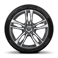 Jantes de liga leve 19" com 5 raios duplos, cinzento contraste e parcialmente polidas e pneus  245/45 R19