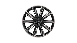 Cast aluminium wheel in 10-spoke lamina design, matt black, high-gloss turned finish, 9.5 J x 21