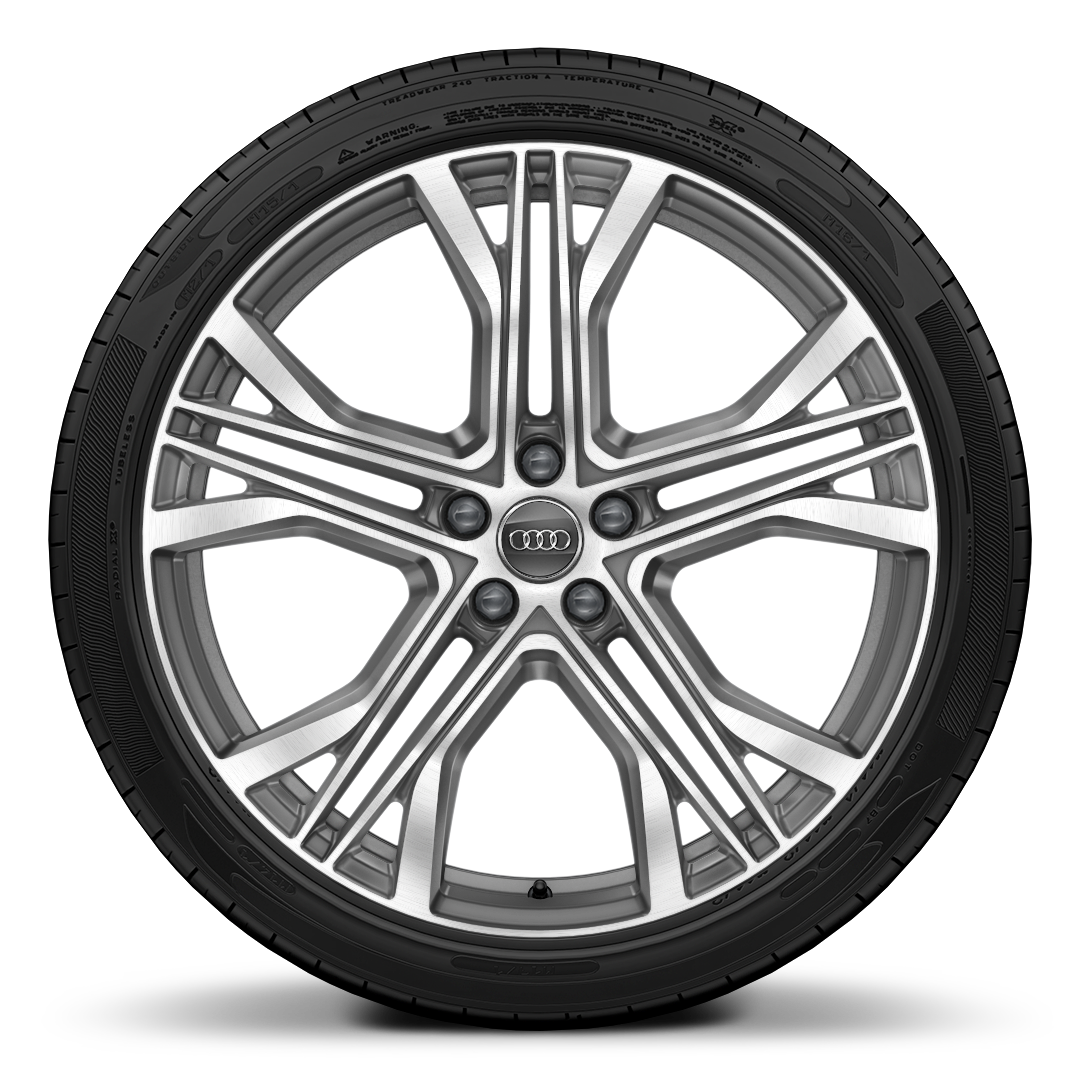 Rodas de alum&iacute;nio forjado em design estrela 5 raios em V, Cinza Contraste, parc. pol., tam. 8,5J x 21 pn 255/35 R21