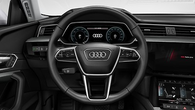 Heated, three-spoke, multifunction steering wheel with recuperation paddles and hands-on detection (HOD)