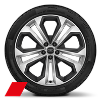 Jantes de liga leve Audi Sport 8,5J x 20 com design de 5 raios duplos e inser&ccedil;&otilde;es em cinzento mate com pneus 255/40 R20