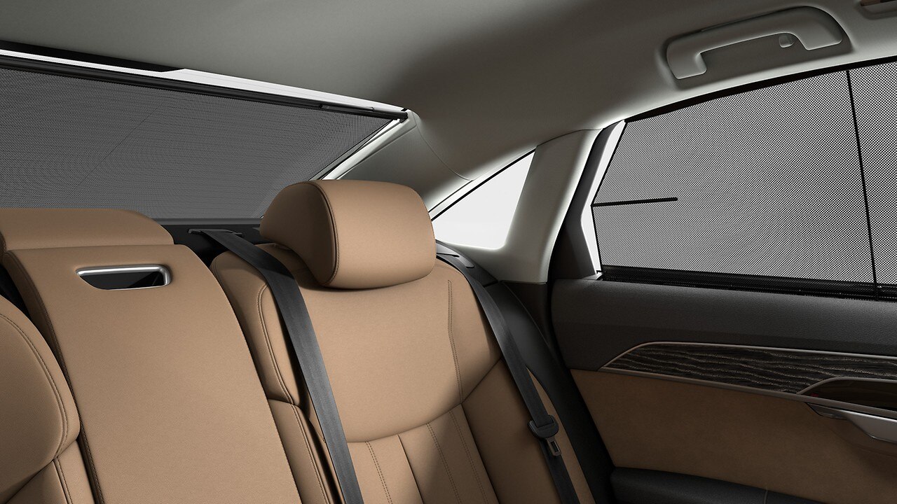 Cortinas de prote&ccedil;&atilde;o solar el&eacute;tricas para o vidro traseiro e os vidros laterais traseiros