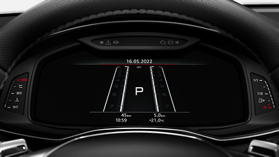 Audi virtual cockpit plus z dodatkowym widokiem typowym dla modeli RS