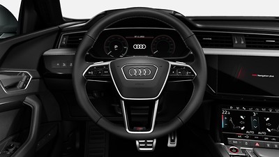 Heated, three-spoke, multifunction steering wheel with recuperation paddles and hands-on detection (HOD)