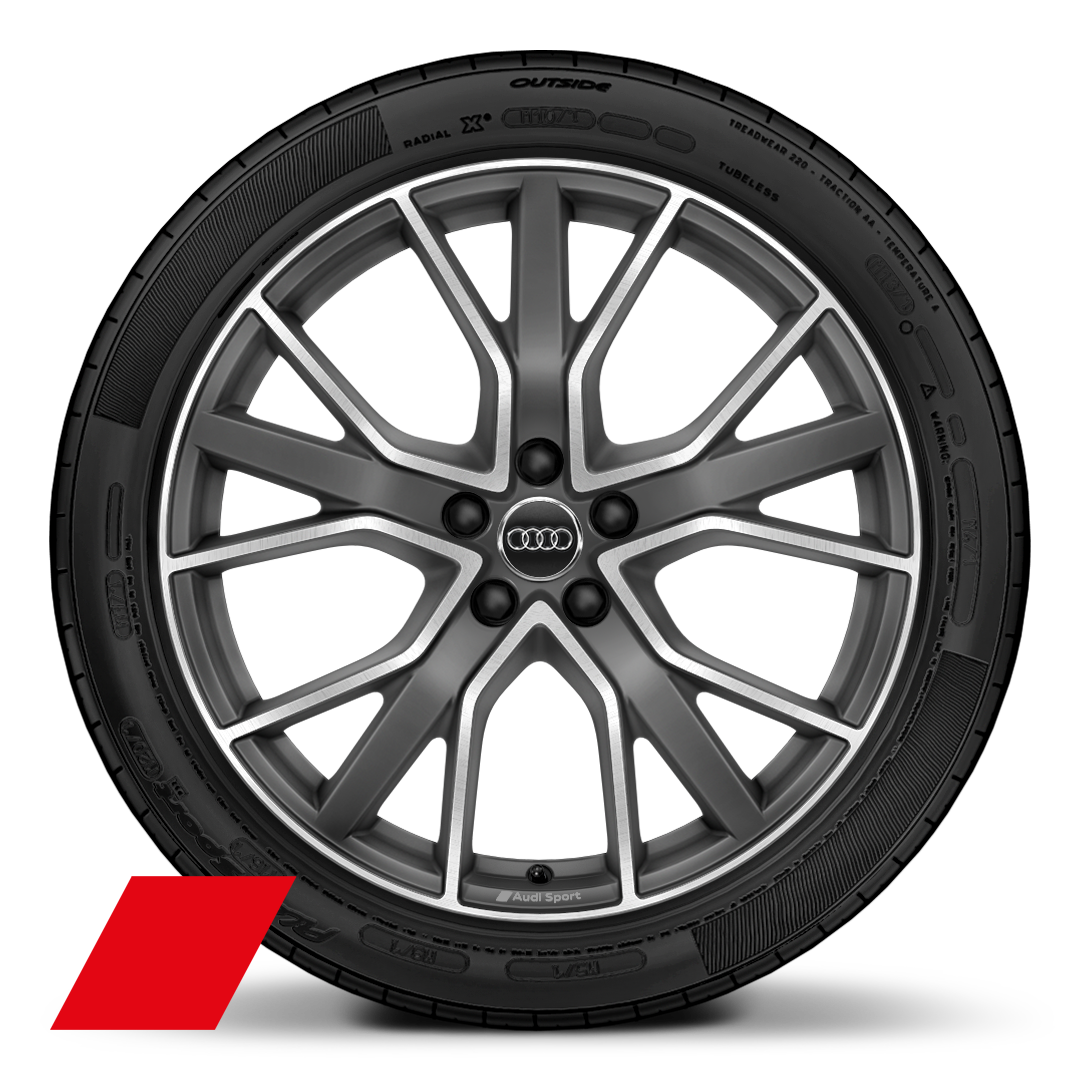 Jantes de liga leve Audi Sport 8,5J x 20 com design de 5 raios em V e look em tit&acirc;neo com pneus 255/40 R20
