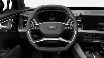 Flat top and bottomed twin-spoke leather multifunction Sport steering wheel with shift paddles for recuperation