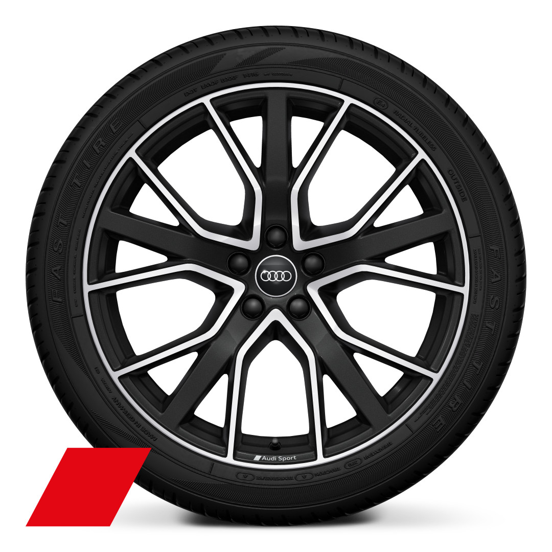 Räder Audi Sport, 5-V-Speichen-Stern, anthrazitschwarz, glanzgedreht, 9,0Jx20, Reifen 265/40 R20