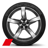Räder, 5-Arm-Polygon, titangrau matt, glanzgedreht, 9,0Jx19, Reifen 245/35 R19