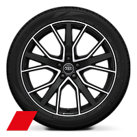 Audi Sport-felger i 5-V-eikers stjernedesign, antrasittsorte, glanspolerte, dimensjon 9,0Jx20 med 265/40 R20 dekk