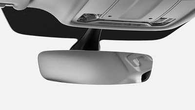 Breakaway interior rearview mirror, auto-dimming