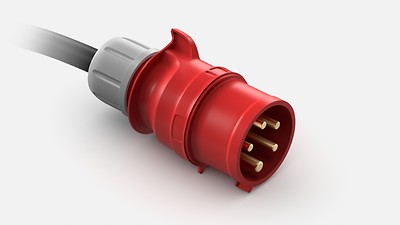 Industrial plug CEE 16 A, 400 V, long and straight, for the e-tron charging system