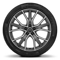 Jantes en aluminium coul&eacute; Audi Sport 8,5 x 20 &agrave; 5 branches en V design, titane mat, pneus 255/40 R20