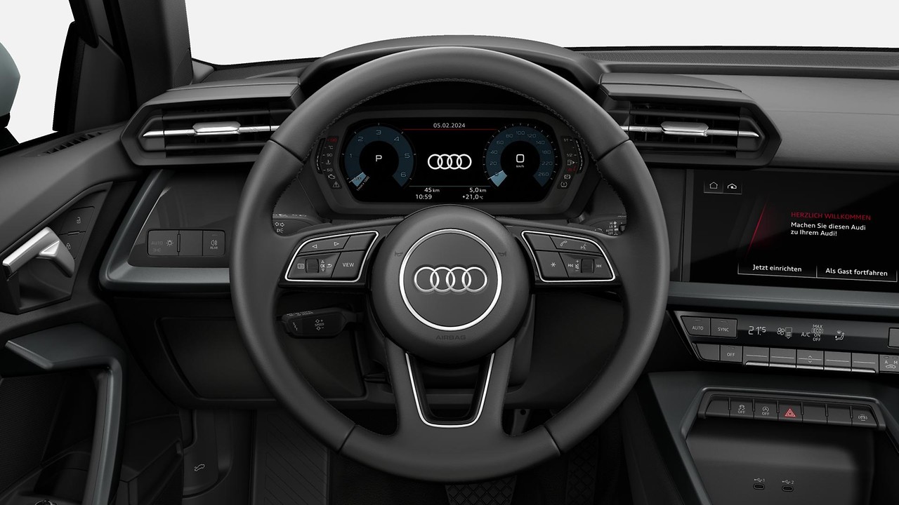 3-spoke leather multi-function steering wheel