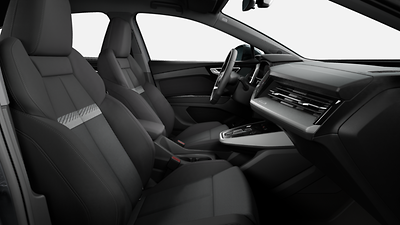 Interior with sports seats in black fabric