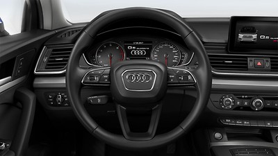 High multifunction 3-spoke leather steering wheel (and paddles for automatic transmissions)