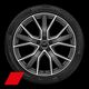 Cerchi Audi Sport, a 5 razze a V, grigio titanio opaco, torniti lucidi, 8,5Jx20, pneumatici 255/40 R20