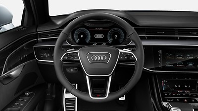 Leather steering wheel, 3-spoke with multifunction, shift paddles and steering wheel heating