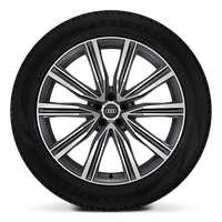 Cerchi in lega di alluminio 10J x 21 design a 5 razze a V, grigio contrasto, parzialmente lucidi con pneumatici 285/45 R21