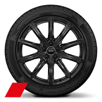 Obręcze kół  ze stopu metali lekkich Audi Sport 7,5Jx18&quot;, 10 - ramienne, czarne, polerowane z oponami  215/40 R18. 3-letnie ubezpieczenie opon w cenie.