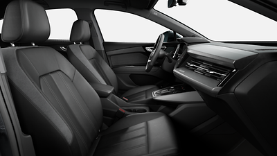 Interior with standard seats in black leather / synthetic leather combination