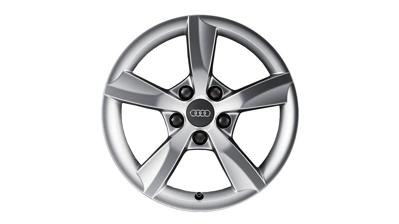 Cast aluminium winter wheel in 5-arm rotor design, brilliant silver, 6.5 J x 16