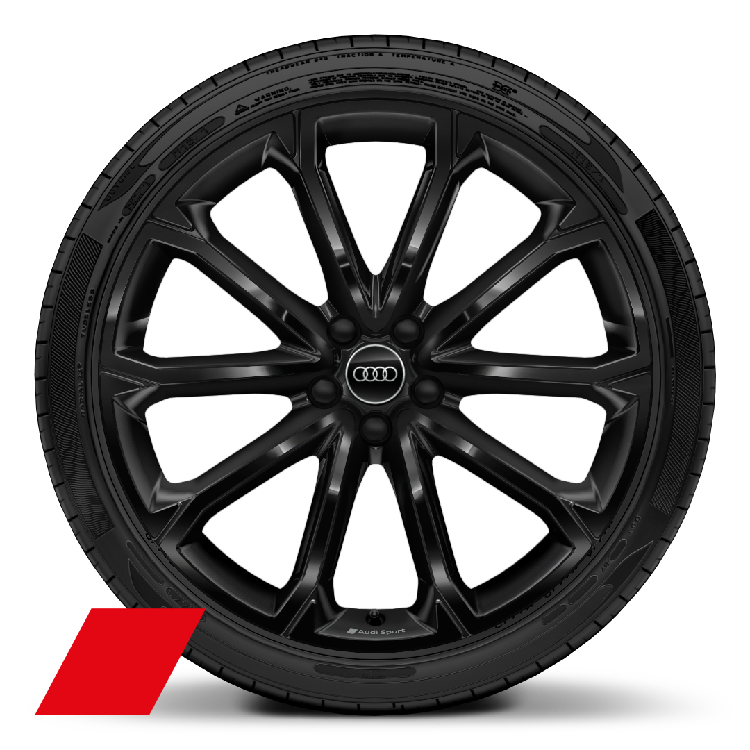 21 吋 5-V 輻式多邊形設計鑄造鋁合金輪圈，黑色，搭配 255/35 R21 輪胎