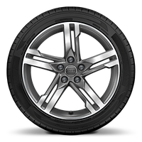 Cerchi in lega di alluminio 8 J x 18 a 5 razze con design Dynamic, in grigio a contrasto, parzialmente lucidi, con pneumatici 245/40 R 18