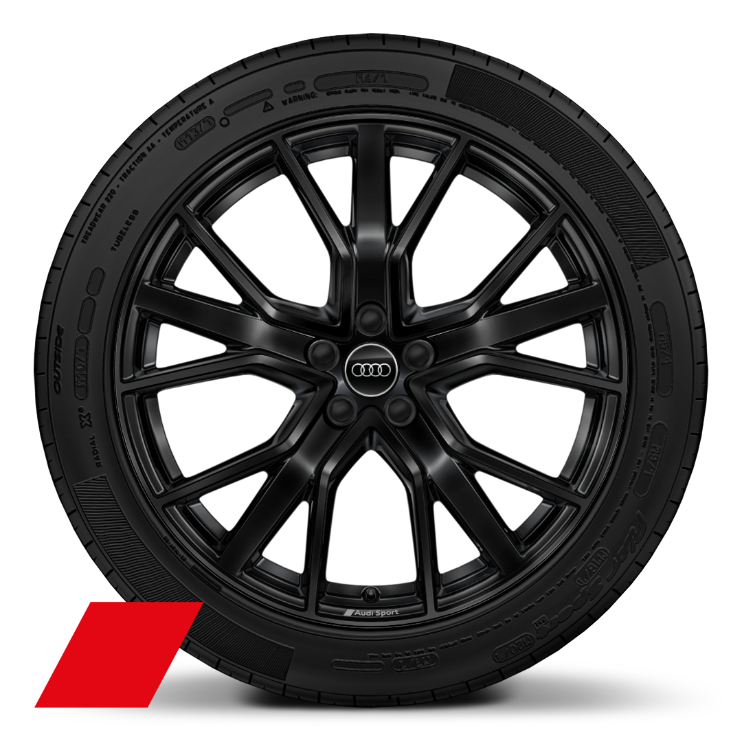 21" 5-double-V-spoke design wheels, black finish