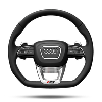 Sports contour leather-wrapped multi-function Plus steering wheel, w/ shift paddles, 3-spoke, flat-bottomed