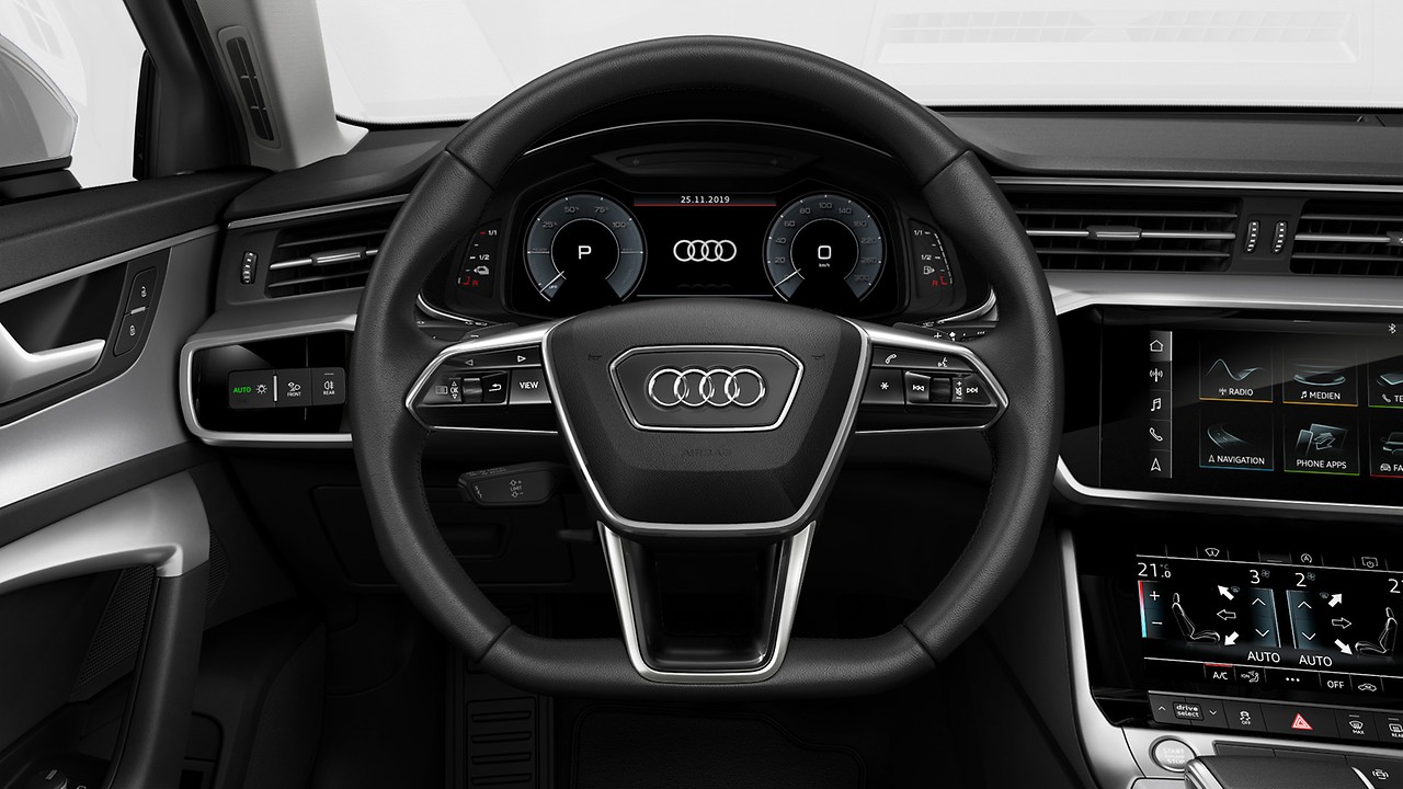 Flat bottom steering wheel 3-spoke with multi-function