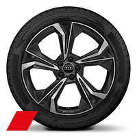 Jantes Audi Sport, style "Jet" à 5 bras, Noir Mat, tournées brillantes, 7,5J x 18, pneus 215/45 R18