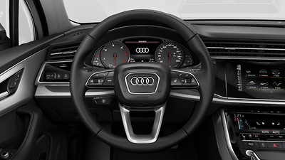 Leather-wrapped, multi-function sport steering wheel, with shift paddles and steering wheel heating