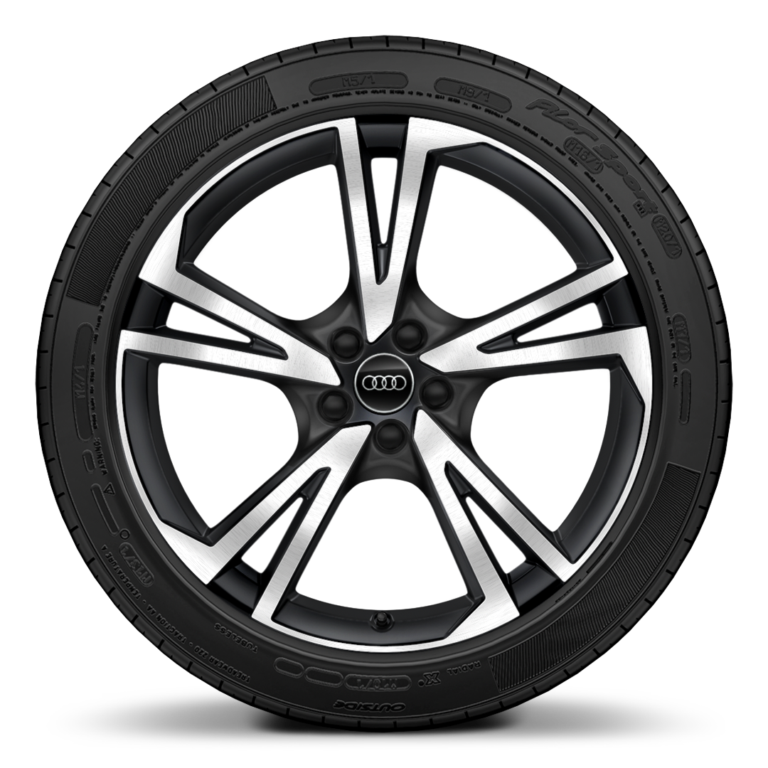Wheels, 5-arm "Falx" style, Matte Black, diamond-turned, 8.0J x 20, 255/45 R20 tires