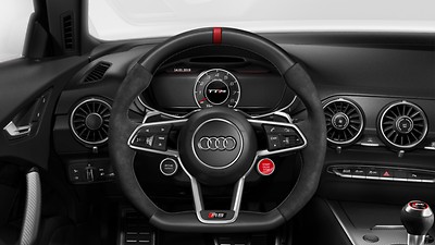 Steering wheel rim in Black Alcantara®/ leather with Red center mark