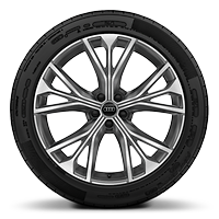 Cerchi in lega di alluminio 10J x 21 design a 5 razze a W, in grigio contrasto, parzialmente lucidi  con pneumatici 285/45 R21 113Y xl