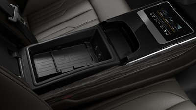 Audi phone box in rear seat area without wireless charging