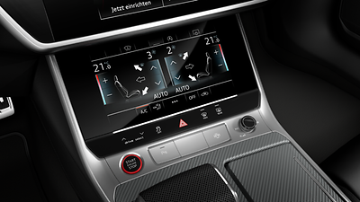 Control buttons in black glass look with haptic feedback, including extended aluminium look.