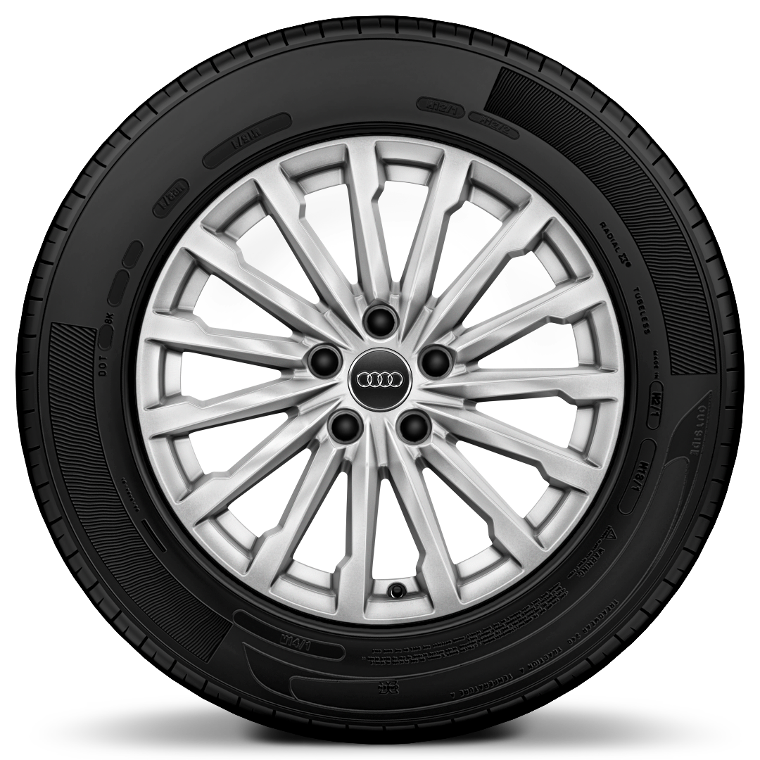 Rodas de alum&iacute;nio fundido em design de m&uacute;ltiplos raios, tamanho 7J x 17 com pneus 215/55 R17