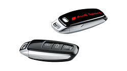 Schlüsselblende mythosschwarz, mit Audi Sport Schriftzug tangorot