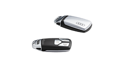 Osłona na kluczyk srebrny florett, z pierścieniami Audi, do kluczyka z chromowaną klamrą