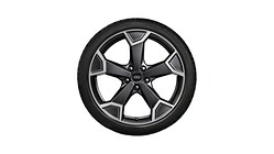 Rad, 5-Arm-Secare, schwarz matt mit Kontrastfarbe Quarzgrau, 7,0Jx19, Reifen 235/50 R19 99V