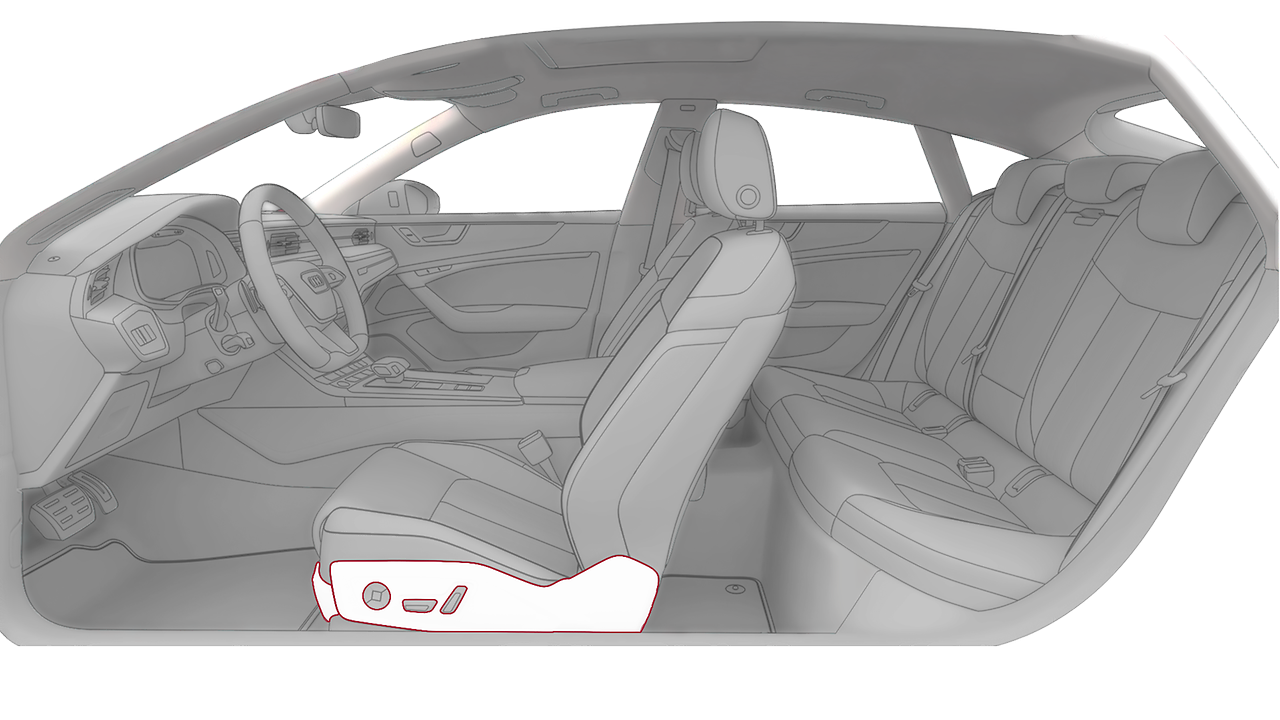 Bases dos bancos revestidas de couro Audi exclusive