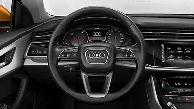 Leather-wrapped multi-function steering wheel, 3-spoke, with shift paddles