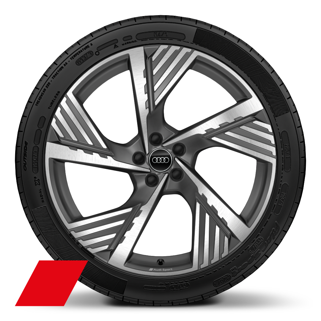22&quot; x 9.5J &apos;5-spoke structured&apos; matt titanium finish Audi Sport alloy wheels