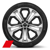 Obręcze kół ze stopu metali lekkich Audi Sport  8,5Jx20&quot;, 5 - ramienne z podwójnymi ramionami, ze wstawkami w kolorze szarym matowym z oponami 255/40 R20. 3-letnie ubezpieczenie opon w cenie.