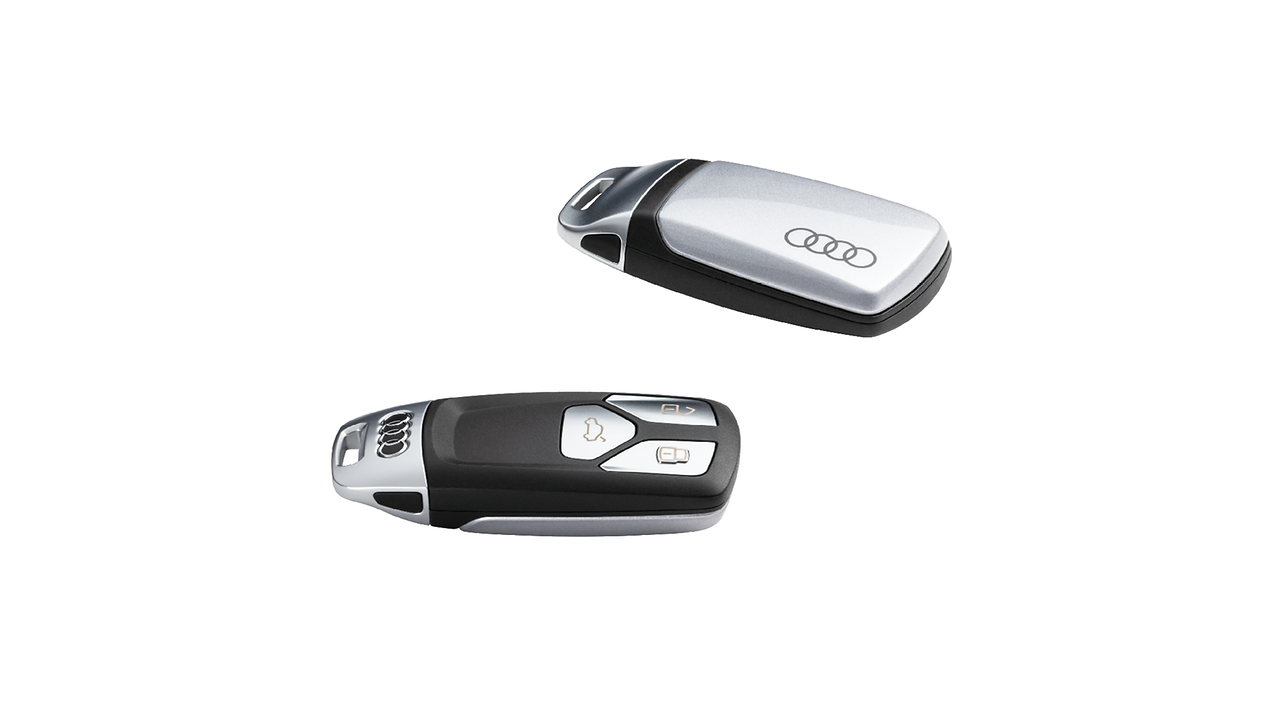 Key cover floret silver, with Audi rings, for keys with chrome clip