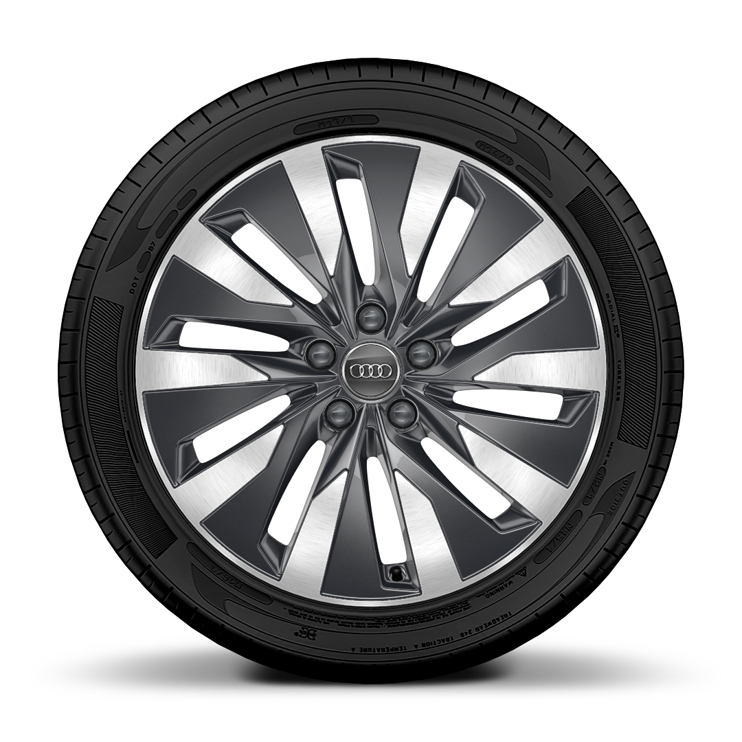 Jantes de liga leve 18" com 10 bra&ccedil;os aero, cinzento contraste e parcialmente polidas e pneus 225/55 R18