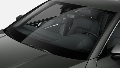 Windshield with climate comfort/ acoustic glazing, heated wirelessly