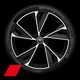 21" x 8.5J Audi Sport wheels, 5-V-spoke structure style, Anthracite Black, diamond turned with 255/35 R21 tires